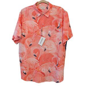 Mavrans Mens NWT Size XXL Pink Flamingo Side Stripe S/S UPF 50 Weekend Shirt